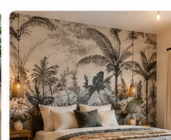 Chambre décorée avec papier peint panoramique