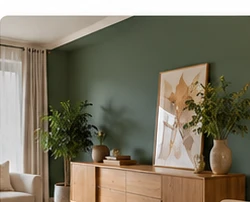 Salon avec un mur peint vert doux